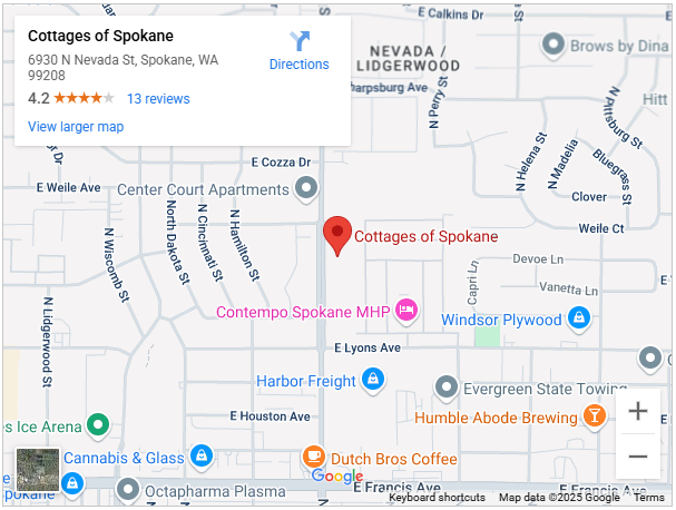 The Cottages of Spokane google map screenshot