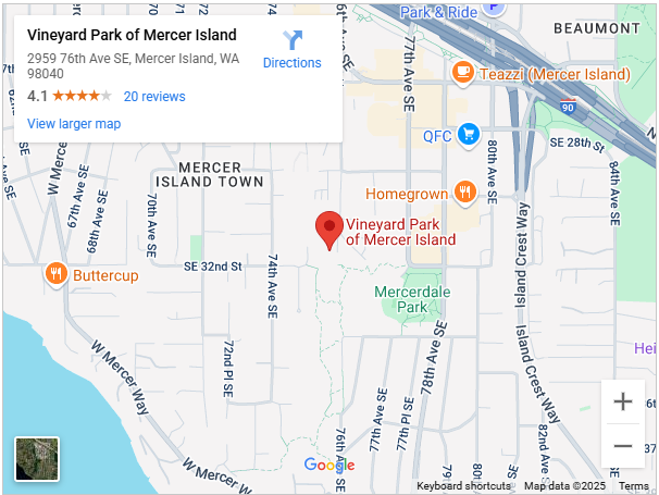 Vineyard Park of Mercer Island Google maps screenshot